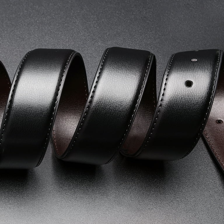 Maikun Men's Reversible Leather Belt, Black and Brown photo 4