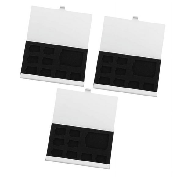 3Pcs 9-Slot Memory Card Storage Box Mini Memory Card Holder Case Aluminum Alloy for 8 TF Cards and 1 SD Cards