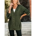 thumbnail image 6 of CUPSHE Women's Forest Green V-Neck Buttoned Cardigan, 6 of 7