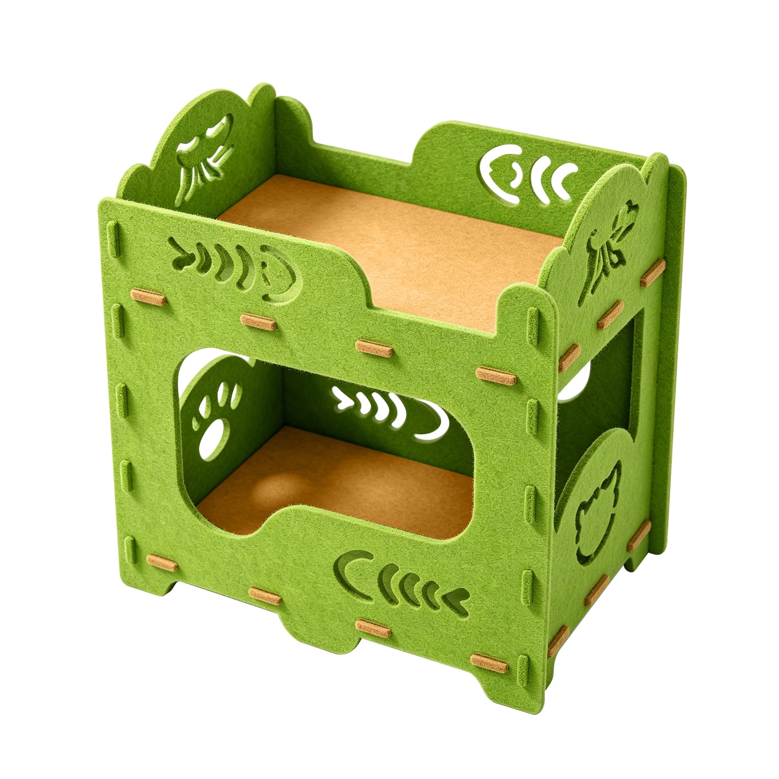 Felt Cat Bed Nest, Portable Pet Lounge House for Indoor & Outdoor Cats, Ideal for Playing Sleeping Resting, Green 50x29x52cm
