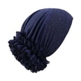 thumbnail image 3 of HuangHuanChen Head Wraps for Women Stretch Head Scarf African Hair Wraps Turban Headwraps Jersey Lace Beanie Hat Turban for Women Head Covering Wrap Sleeping Cap Night Hat Navy One Size, 3 of 5