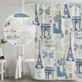 thumbnail image 5 of Eiffel Tower Shower Curtain, Waterproof Shower Curtains for Bathroom, European Architectural Retro Hand-Painted Washable Fabric Bathtub Curtain Set Bath Decor with 12 Hooks Standard 72"x72", 5 of 8