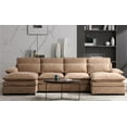 thumbnail image 6 of Tabaray Modern Towelling Polyester Comfortable Deap Seats U Shaped Modular Sofa With Pillows, Brown, 6 of 9