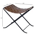 thumbnail image 2 of Beaumont Lane Rustic Industrial 17.5'' Transitional Metal/Leather Stool in Brown, 2 of 9
