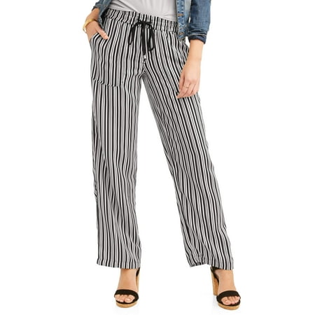 Womens Stretch Twill Pants - Women's Vertical Stripe Wide Leg Twill Pant