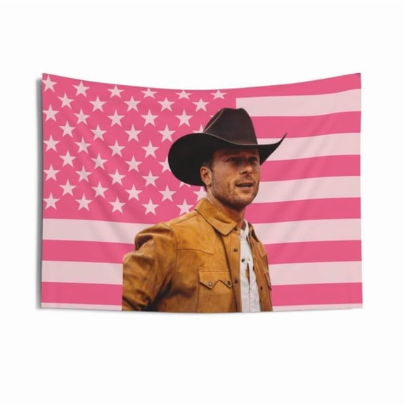 Glen Powell Pink American Flag Tapestry, aesthetic room decor, funny room decor, glen powell gift