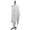 thumbnail image 3 of Women Plaid Wood Bead Tassel Cotton Scarf Lightweight Wrap Shawl White, 3 of 4