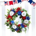 thumbnail image 3 of Patriotic Wreath Decorations 17 Inch Hydrangea Spring Door Wreath For Independence Day Memorial Day Indoor Outdoor Front Door, 3 of 6