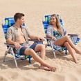 thumbnail image 2 of Costway 2-Pack Folding Backpack Beach Chair 5-Position Outdoor Reclining Chairs w/Pillow Blue, 2 of 10