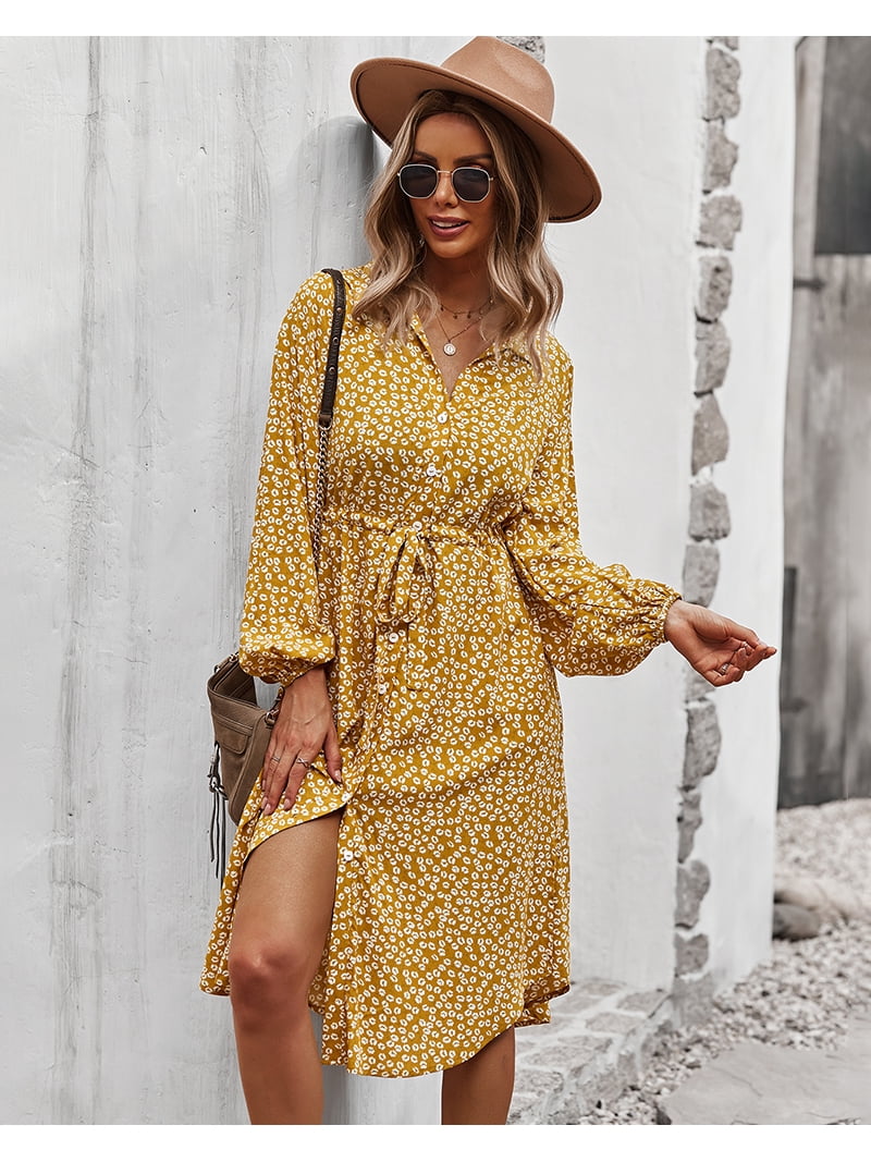 floral button up shirt dress White Multi Floral Print Cotton Mini Dress - Shirt Dresses