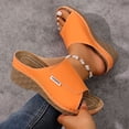 thumbnail image 6 of Modisza Wedge Sandals for Women Open Toe Slip on Walking Slides Wide Width Outdoor Wedges Shoes Summer Beach Platform Slipper Size 6 Orange, 6 of 7