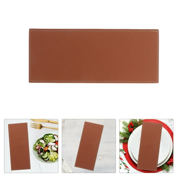 Soimiss Brown PU Leather Cutlery Holder Bag for Pens Durability and Elegant Design
