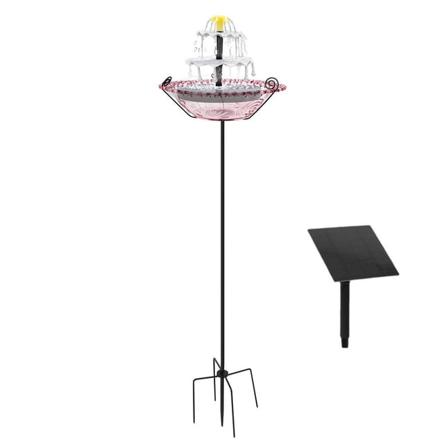 HWRETIE Solar Floating Bird Bath Feeder Hanging Bird Tub with Hook Outdoor Garden Bird Water Station Decorative Wildlife Feeding Accessory