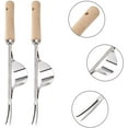 thumbnail image 3 of Gseagtia Manual Weed Killer Garden Tool Stainless Steel Weed Killer with Wood Handle Gardening Tool to Weed Your Garden Long 2 Piece, 3 of 7
