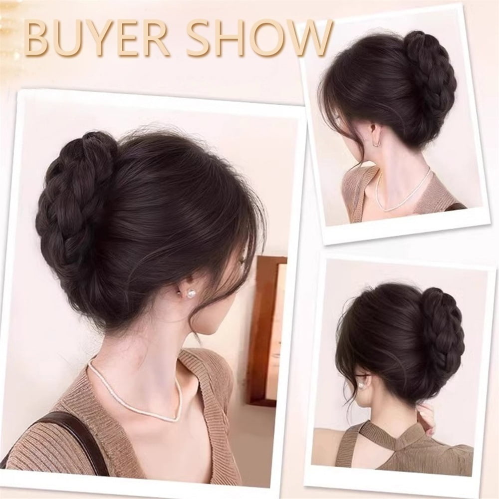 Braided Bun Hair Piece Claw Clip in Synthetic Twisted Braiding Chignon Hair Extension