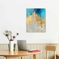 thumbnail image 3 of Awypu  Blue and Gold Abstract Wall Art - Abstract Beach Wall Decor in hues of blue, gold and white with texture for Living room, Bedroom, office，Framed, Ready to hang, 3 of 5