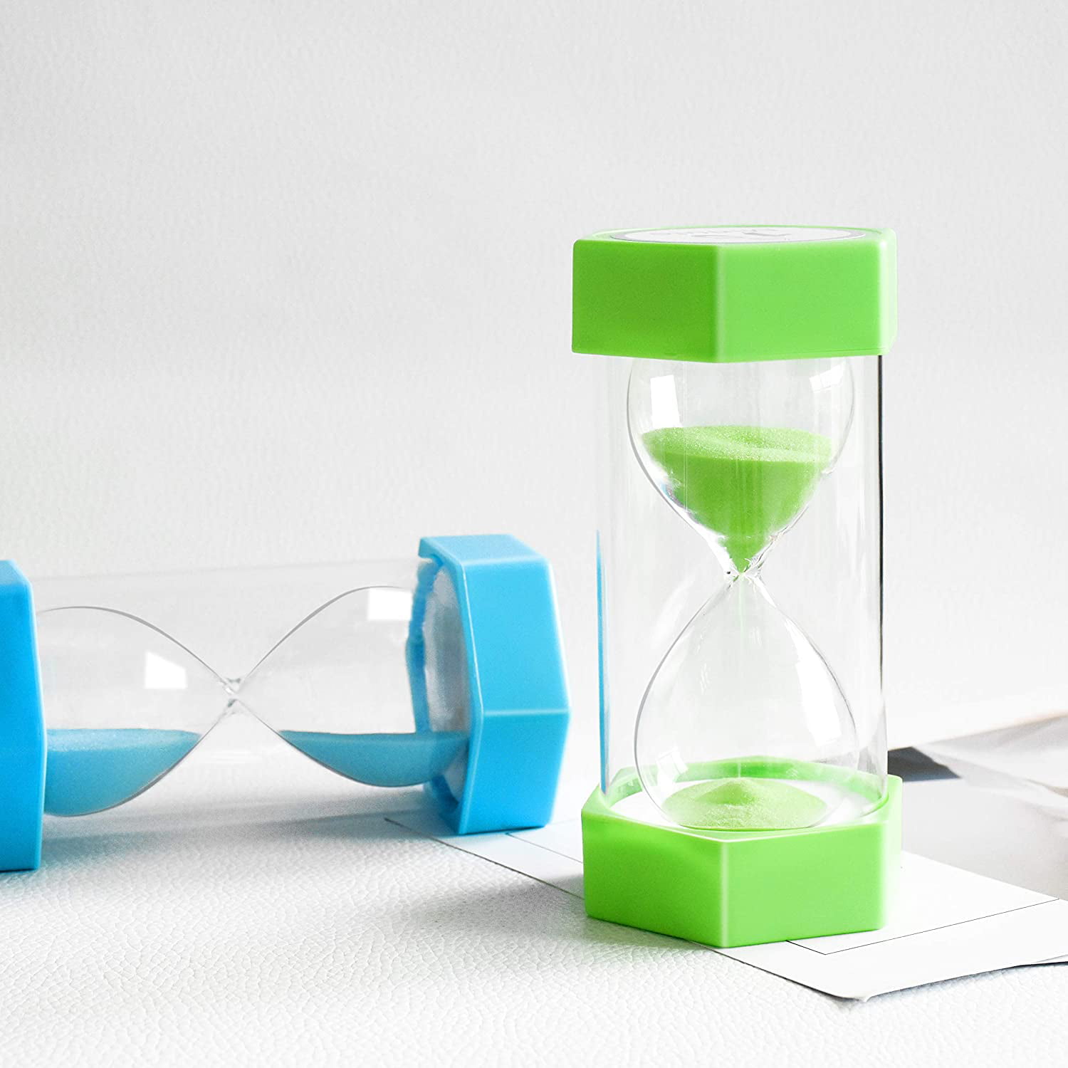 Square Sand Clock Hourglass 15 min Timer for Kitchen Yoga Kid Blue 