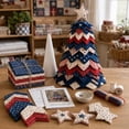 thumbnail image 4 of Americana Christmas Tree Quilt Kit, DIY Holiday Patchwork Sewing Craft Kit, Red White Blue Stars & Stripes Craft Set for Adult Beginners, Gifts for Quilting Lovers(2PCS), 4 of 6