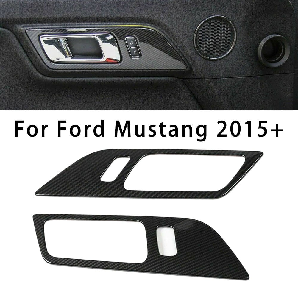 Carbon Fiber Inner Door Handle Frame Decor Cover Trim For Ford Mustang 2015-2020