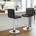 thumbnail image 3 of MoNiBloom Set of 4 Faux Leather Adjustable Swivel Bar Stools with Square Back, Kitchen Counter Height Barstools Dining Chairs, Black, 3 of 10