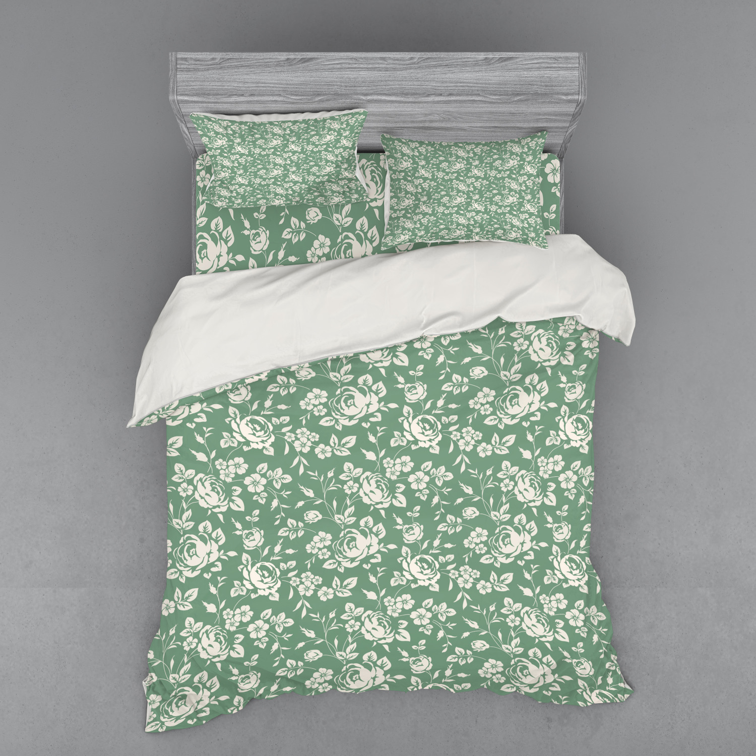 Floral Duvet Cover Set, Classic Rose Branches Victorian Petals Romantic Botanical Blossom