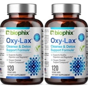 Biophix Oxy-Lax 750 mg 120 Vegetarian Capsules - 2 Pack - Gentle Natural Stool Softener Detoxification Support