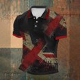 thumbnail image 2 of XIAOCHA Mens Union Jack Print Polo Shirt Slim Short Sleeve Collar Tee Retro Sports Golf Top, 2 of 3