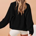 thumbnail image 4 of Lovskoo Cardigan Sweaters for Women Zippered Round Neck Loose Knit Cardigan Long Sleeve Jacket Sweater Jacket Black, 4 of 7