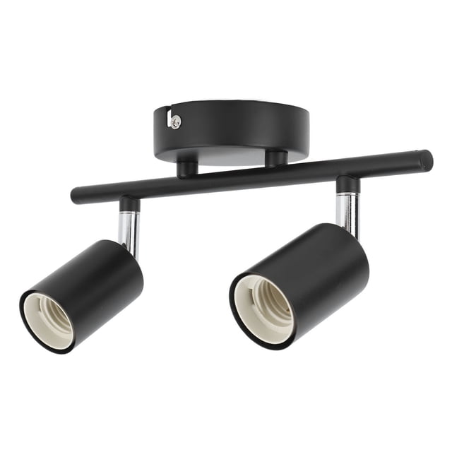 Portalámparas De Riel De Techo, Soporte De Luz De Riel De Techo Giratorio Ajustable 2 Luces Decorativas 85-265 V Alta Dureza Para Bombilla E27