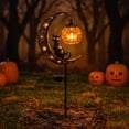 thumbnail image 7 of Halloween Black Cat Stake Light, Waterproof Solar Black Cat on Crescent Moon with Hanging Pumpkin Lantern, Outdoor Halloween Yard Decor for Garden, Patio, Lawn, Pathway,35in,A, 7 of 7