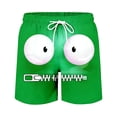 thumbnail image 4 of IWRICH Kids Boys Board Shorts Funny Face Frinted Elastic Drawstring Waist Swim Trunk Summer Casual Beach Bathing Suit,Size 1-14 Years 05-Green 140, 4 of 4