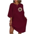 thumbnail image 2 of ZHUGeLI Womens Summer Dresses Women's Summer Casual Style Solid Color Imitation Cotton Linen Round Neck Dress Beach Cover Ups Strapless Boho Floral Print Sundress, 2 of 4