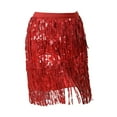 thumbnail image 4 of Falda con borlas de lentejuelas, falda de baile latino de moda, estilo bohemio, bufanda envolvente con flecos de lentejuelas Rojo, 4 of 7