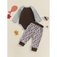 thumbnail image 4 of Suealasg Baby Boy Girl Thanksgiving Outfit 2Pcs Newborn Spring Fall Clothing 3 6 12 18 Months Infant Long Sleeve Turkey Print Romper + Letter Print Pants Long Set, 4 of 8