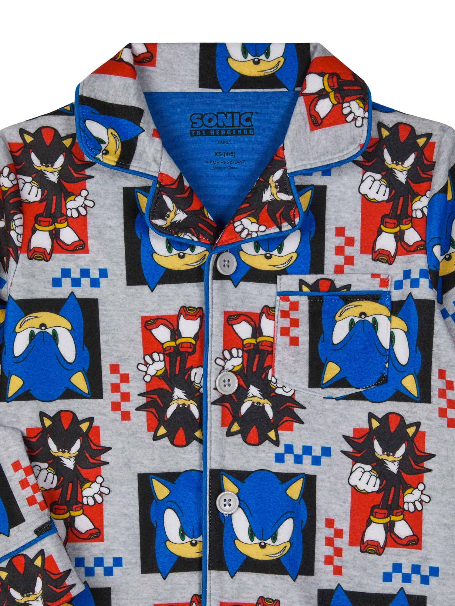 Sonic the Hedgehog Boys Notch Collar Top and Sleep Pants Pajama Set, 2-Piece, Sizes 4-12