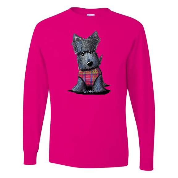 Inktastic Scottie Dog in Plaid Long Sleeve T-Shirt
