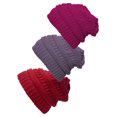 thumbnail image 1 of Bonnet Tricoté pour Femmes Lot de 3 - Vin/rose Vif/violet, 1 of 1