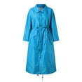 thumbnail image 4 of Rain Coat Womens with Hood Lightweight Windbreaker Zip Drawstring Raincoat with Pockets Blue Panchos Rain L, 4 of 5