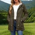 thumbnail image 4 of Smsaxvxz Plus Size Rain Jacket for Women Casual Striped Lined Hooded Lightweight Raincoat Outdoor Waterproof Windbreaker Army Green 4XL, 4 of 10
