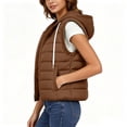thumbnail image 6 of Cmfcve Womens Plus Size Zip up Puffer Vest Hooded Sleeveless Padded Jacket Coat Solid Winter Warm Outwear, 6 of 9
