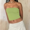 thumbnail image 5 of qolati Womens Strapless Tube Tops Y2K Going Out Cropped Fitted Tank Tops Slim Fit Trendy Layered Bandeau Shirts Backless Workout Clothes Green L, 5 of 9