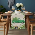 thumbnail image 2 of St. Patrick's Day Table Runner - 108 Inch Long, Kitchen Dining Table Runner Dresser Scarves, Green Truck Lucky Shamrocks Flags Retro Farmhouse Decor for Coffee Tables Wedding Party Banquet, 2 of 8