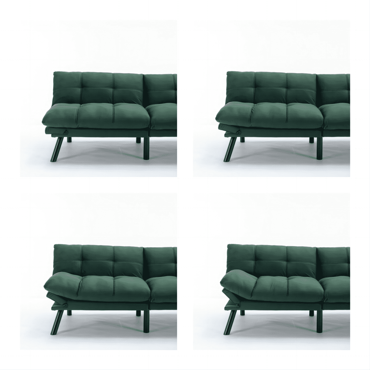 Convertible Folding Sofa Bed, Adjustable Armrest and Backrest, Emerald, 70.87 Inch Length, Upholstered Fabric, 2-Seater, Modern Design for Small Living Room Bedroom Apartment Office