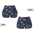 thumbnail image 6 of Yiaed Dinosaur Flowers Print Women's Athletic Shorts Running Shorts Sporty Short High Waisted Elastic Workout Shorts for Yoga Gym Running & Sports -Small, 6 of 8