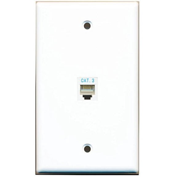 RiteAV Rj11/12 Phone Wall Plate 1 Gang Flat - White
