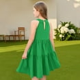 thumbnail image 7 of Abcomgle Cute Sundresses Dresses for Girls 10-12 Casual Halter Neck Sleeveless Midi Dress Solid Color Sundresses Loose A-line Swing Skirt 9-10 Years,Green, 7 of 7