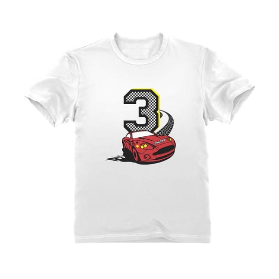 Tstars Boys 3rd Birthday Gift Shirt Birthday Gift for 3 Year Old Race Car Birthday Shirts for Boy Tshirt Graphic Tee B Day Birthday Party Toddler Kids T Shirt
