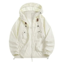 Men's Oversize Rain Jacket Solid Color Long Sleeved Drawstring Sun Protection Summer Casual Hooded
