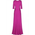 thumbnail image 2 of Bon Rosy, Women's, 3/4 Sleeve Deep V-Neck Maxi Faux Wrap Solid Dress, Magenta, S, 2 of 5