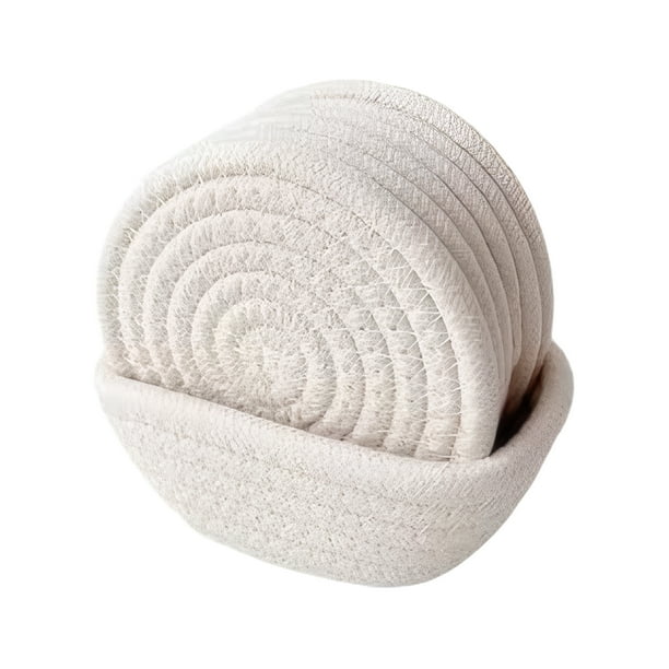 Cateissary 6 piezas Portavasos Para escritorio posavasos de tela resistente al calor conjunto de 6 Porta Vasos Para escritorio Artesanía blanco